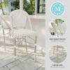 imageMartha Stewart Lily Pond IndoorOutdoor Stackable Counter Stool with Natural Woodgrain Aluminum Frame Finish and WhiteNavy Woven Rattan Backrest and SeatGray  WhiteGray Frame