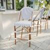 imageMartha Stewart Lily Pond IndoorOutdoor Stackable Counter Stool with Natural Woodgrain Aluminum Frame Finish and WhiteNavy Woven Rattan Backrest and SeatNavy  WhiteNatural Frame