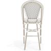 imageMartha Stewart Lily Pond IndoorOutdoor Stackable Counter Stool with Natural Woodgrain Aluminum Frame Finish and WhiteNavy Woven Rattan Backrest and SeatGray  WhiteGray Frame