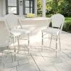 imageMartha Stewart Lily Pond IndoorOutdoor Stackable Counter Stool with Natural Woodgrain Aluminum Frame Finish and WhiteNavy Woven Rattan Backrest and SeatGray  WhiteGray Frame