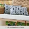 imageMartha Stewart Tulum Indoor Outdoor Decorative Lumbar Pillow 2Pack Set UV Fade Resistant Water Repellent Printed Modern Design Taupe 11quotx18quotNavy Blue