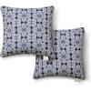 imageMartha Stewart Tulum Indoor Outdoor Decorative Lumbar Pillow 2Pack Set UV Fade Resistant Water Repellent Printed Modern Design Taupe 11quotx18quotNavy Blue
