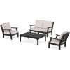 imageMARTHA STEWART by POLYWOOD Chinoiserie 4Piece Deep Seating Set with Loveseat in WhiteSky BlueBlack  Dune Burlap