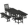 imageMARTHA STEWART by POLYWOOD Chinoiserie 5Piece Farmhouse Dining Set with Benches in SandBlack