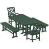 imageMARTHA STEWART by POLYWOOD Chinoiserie 5Piece Farmhouse Dining Set with Benches in SandGreen