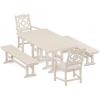 imageMARTHA STEWART by POLYWOOD Chinoiserie 5Piece Farmhouse Dining Set with Benches in SandSand