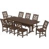 imageMARTHA STEWART by POLYWOOD Chinoiserie 9Piece Farmhouse Dining Set with Trestle Legs in WhiteMahogany