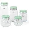 imageMartha Stewart 5 Piece Glass Canister Set WGreeen Lids