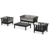 imageMartha Stewart Acadia 4Piece Deep Seating Set with Loveseat in TeakDune BurlapBlack  Grey Mist
