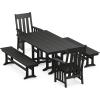 imageMartha Stewart Acadia 5Piece Farmhouse Dining Set with Benches in Slate GreyBlack