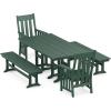 imageMartha Stewart Acadia 5Piece Farmhouse Dining Set with Benches in Slate GreyGreen
