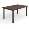 imageMartha Stewart Bedford 71quot IndoorOutdoor Patio Table with Faux Wood Top and Rattan Wicker Finish in GrayBrown