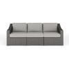 imageMartha Stewart Bedford IndoorOutdoor Modular Patio Sofa for 3 with Rattan Wicker Finish in Gray with Gray AllWeather Cushions