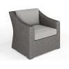 imageMartha Stewart Bedford IndoorOutdoor Patio Accent Chair with Rattan Wicker Finish in Gray with Gray AllWeather CushionsGray CushionsGray Frame