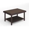 imageMartha Stewart Bedford IndoorOutdoor Patio Coffee Table with Lower Shelf Faux Wood Top and Rattan Wicker Finish in BrownBrown