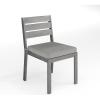 imageMartha Stewart Bedford IndoorOutdoor Stackable Aluminum Patio Chairs with Brushed Woodgrain Finish in Gray and Gray AllWeather Cushions Set of 2Grey