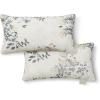 imageMartha Stewart Charming Foliage Indoor Outdoor Decorative Lumbar Pillow 2Pack Set UV Fade Resistant Water Repellent Printed Floral Design Aqua Blue 11quotx18quotWarm Grey