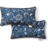 imageMartha Stewart Distressed Jacobean Indoor Outdoor Decorative Lumbar Pillow 2Pack Set UV Fade Resistant Water Repellent Printed Floral Design Grey 11quotx18quotNavy Blue