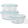 imageMartha Stewart Hadsell 6 Piece 321 oz 22 oz 135 oz Round Borosilicate Glass Storage Container Set wPP Pop Martha Blue LidsRound 44oz  32oz  22oz