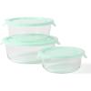 imageMartha Stewart Langstaff 6 Piece 60 oz 37 oz 17 oz Square Stackable Container Set wMartha Blue LidMartha Blue