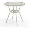 imageMartha Stewart Lily Pond 31 Round IndoorOutdoor Bistro Dining Table with Aluminum Frame in Natural Woodgrain and Rattan Top in BlackWhite with Tempered Glass TopGray  WhiteGray Frame