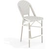 imageMartha Stewart Lily Pond IndoorOutdoor Stackable Counter Stool with Natural Woodgrain Aluminum Frame Finish and WhiteNavy Woven Rattan Backrest and SeatGray  WhiteGray Frame