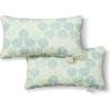 imageMartha Stewart Modern Banana Leaves Indoor Outdoor Decorative Lumbar Pillow 2Pack Set UV Fade Resistant Water Repellent Printed Tropical Design Warm Grey 11quotx18quotGreen