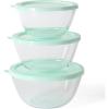 imageMartha Stewart Summersol 6 Piece 676 oz 507 oz 338 oz Borosilicate Glass Mixing Bowl wPP Martha Blue Lids
