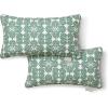 imageMartha Stewart Tulum Indoor Outdoor Decorative Lumbar Pillow 2Pack Set UV Fade Resistant Water Repellent Printed Modern Design Taupe 11quotx18quotGreen