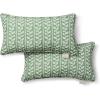 imageMartha Stewart Vineyard Vines Indoor Outdoor Decorative Lumbar Pillow 2Pack Set UV Fade Resistant Water Repellent Printed Garden Design Warm Grey 11quotx18quotGreen