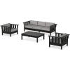 imageMartha Stewart by POLYWOOD Acadia 4Piece Deep Seating Set with Sofa in BlackDune BurlapGrey Mist