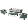 imageMartha Stewart by POLYWOOD Acadia 4Piece Deep Seating Set with Sofa in Green Buffalo Plaid Grey Mist