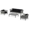 imageMartha Stewart by POLYWOOD Acadia 4Piece Deep Seating Set with Sofa in Slate Grey Midnight LinenMidnight Linen