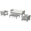 imageMartha Stewart by POLYWOOD Acadia 4Piece Deep Seating Set with Sofa in Slate Grey Midnight LinenNatural Linen