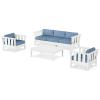imageMartha Stewart by POLYWOOD Acadia 4Piece Deep Seating Set with Sofa in White Navy LinenSky Blue