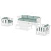 imageMartha Stewart by POLYWOOD Acadia 4Piece Deep Seating Set with Sofa in White Navy LinenWhite  Glacier Spa