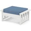 imageMartha Stewart by POLYWOOD Acadia Deep Seating Ottoman in TeakDune BurlapWhite  Sky Blue