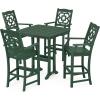 imageMartha Stewart by POLYWOOD Chinoiserie 5Piece Bar Set with Trestle Legs MahoganyGreen