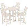 imageMartha Stewart by POLYWOOD Chinoiserie 5Piece Bar Set with Trestle Legs MahoganySand