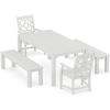 imageMartha Stewart by POLYWOOD Exclusive Chinoiserie 5Piece Parsons Dining Set with Benches MahoganyWhite