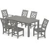 imageMartha Stewart by POLYWOOD Exclusive Chinoiserie 7Piece Parsons Dining Set BlackSlate Grey