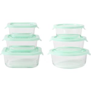 imageMARTHA STEWART 12 Piece Storage Borosilicate Glass Container Set w Snap Martha Blue Lids