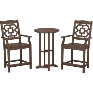 imageMARTHA STEWART Chinoiserie 3Piece Farmhouse Counter Bistro Set in MahoganyMahogany