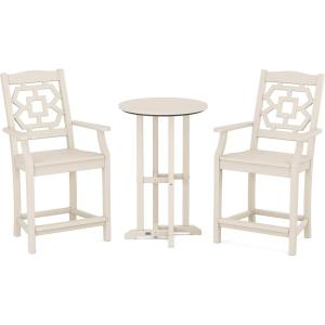 imageMARTHA STEWART Chinoiserie 3Piece Farmhouse Counter Bistro Set in MahoganySand