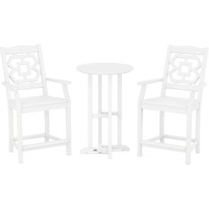 imageMARTHA STEWART Chinoiserie 3Piece Farmhouse Counter Bistro Set in MahoganyWhite