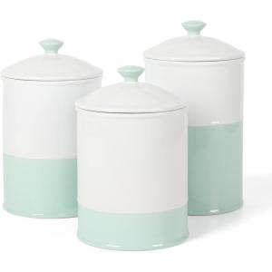 imageMartha Stewart 6 Piece Stoneware TwoTone Canister Set  Martha Blue
