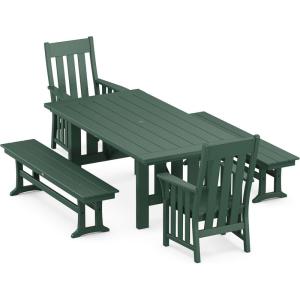 imageMartha Stewart Acadia 5Piece Dining Set with Benches in Slate GreyGreen