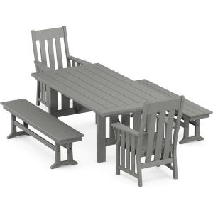 imageMartha Stewart Acadia 5Piece Dining Set with Benches in Slate GreySlate Grey