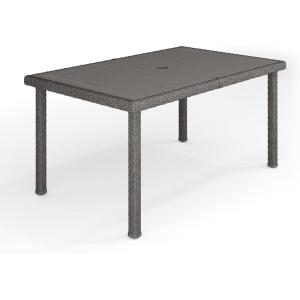 imageMartha Stewart Bedford 71quot IndoorOutdoor Patio Table with Faux Wood Top and Rattan Wicker Finish in GrayGrey