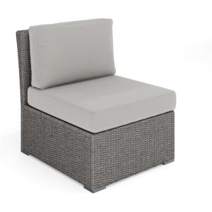 imageMartha Stewart Bedford IndoorOutdoor Modular Patio Sectional Sofa Center Seat with Rattan Wicker Finish in Gray with Gray AllWeather CushionsGray CushionsGray Frame